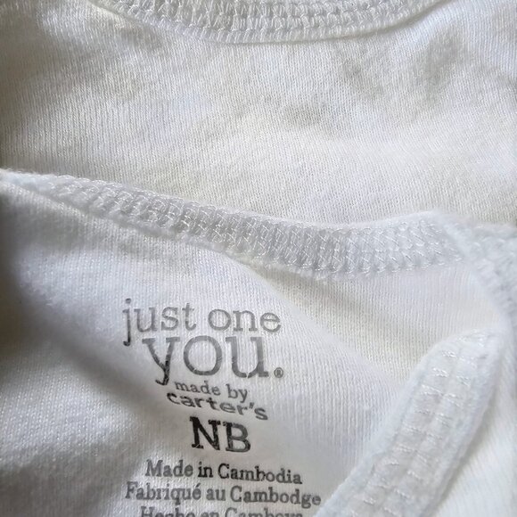 Carter’s Just One You Newborn White Longsleeve Onesies – Set of 3 Baby Basics - Picture 3 of 5
